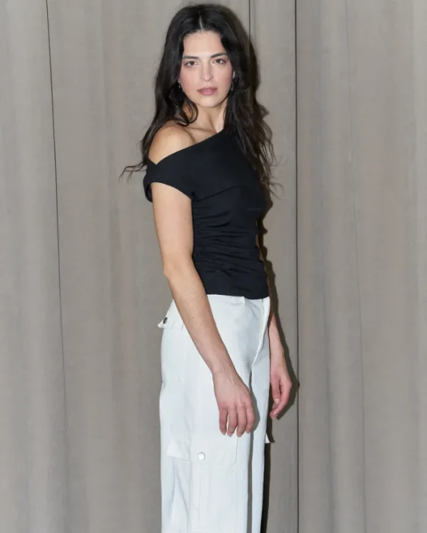 Erotokritos Tops & Shirts*Anika - Ruched Stretch Top - Black
