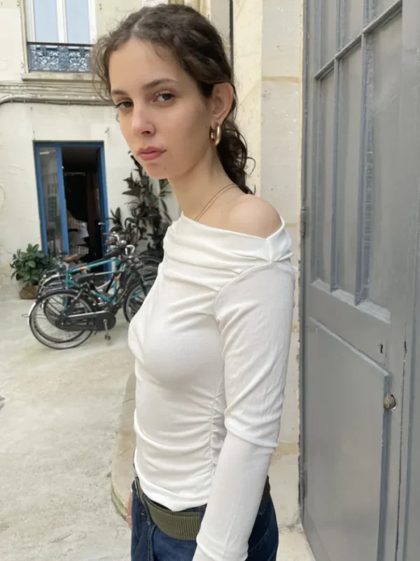 Erotokritos Tops & Shirts*Anitra - Ruched ribbed Top - White