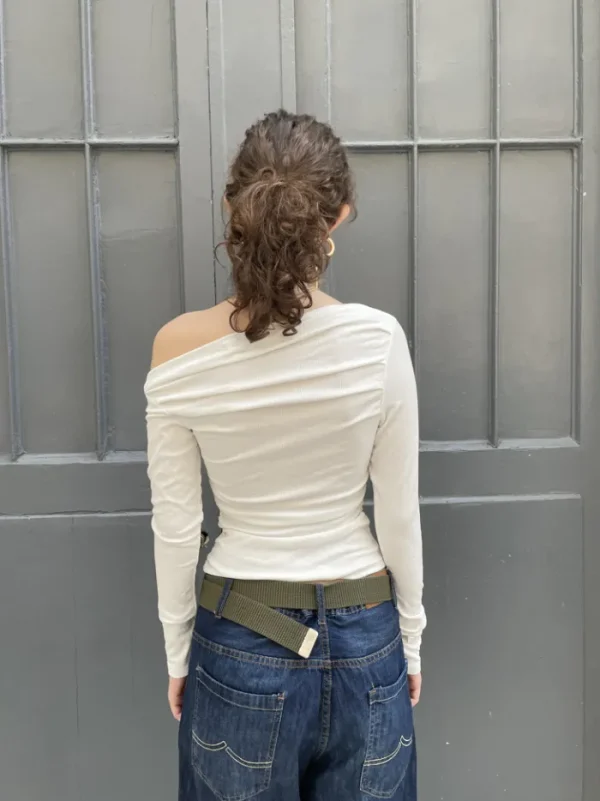 Erotokritos Tops & Shirts*Anitra - Ruched ribbed Top - White