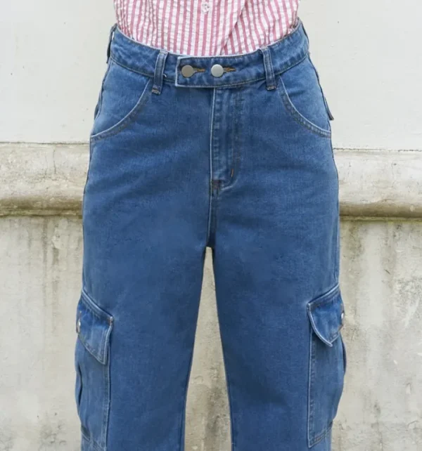 Erotokritos Bottoms*Bella-Wide Leg High Waist Cargo Jeans