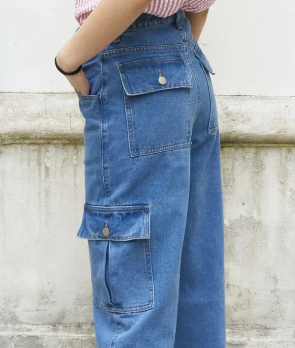 Erotokritos Bottoms*Bella-Wide Leg High Waist Cargo Jeans