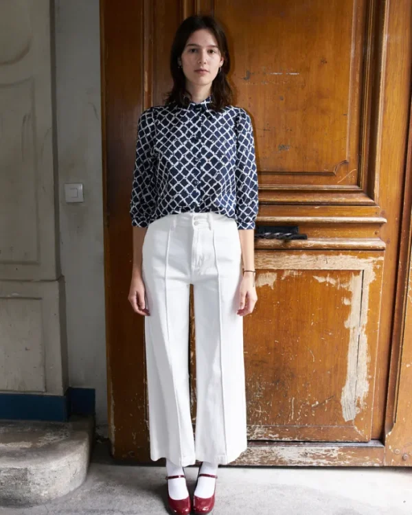 Erotokritos Bottoms*Bimini - Wide Leg Denim Pants - White