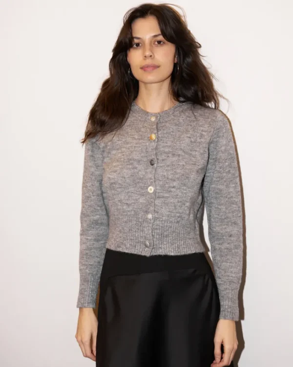 Erotokritos Knitwear | Tops & Shirts*Birdie - Knitted Crop Cardigan - Grey Melange