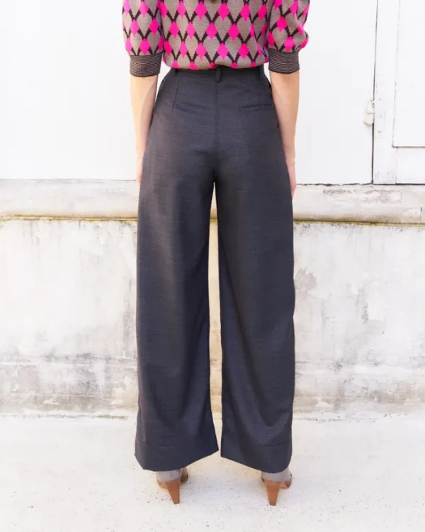 Erotokritos Bottoms*Daenerys - Wide Leg Light Wool Pants - Grey