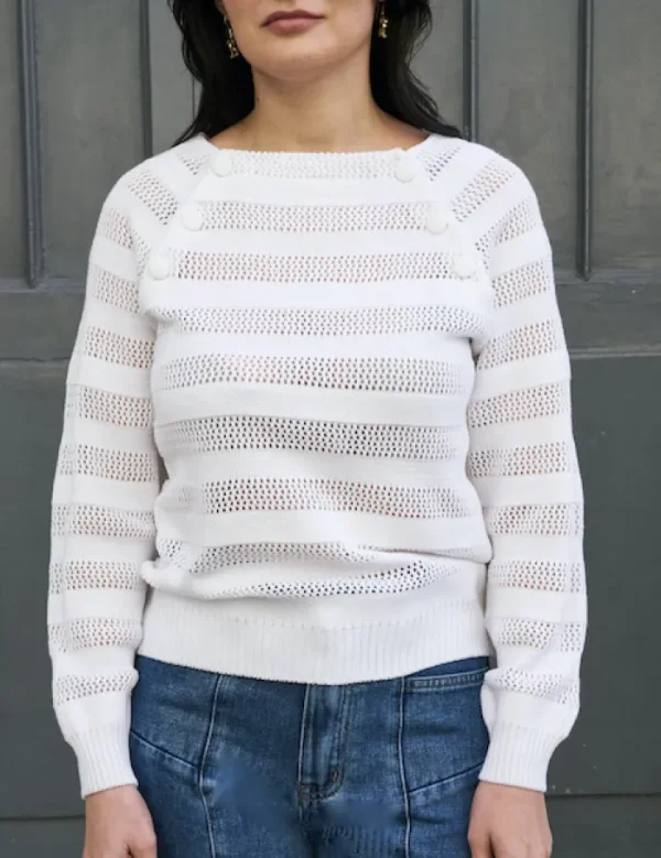 Erotokritos Knitwear | Tops & Shirts*Delia-Boat Neck Sweater-White