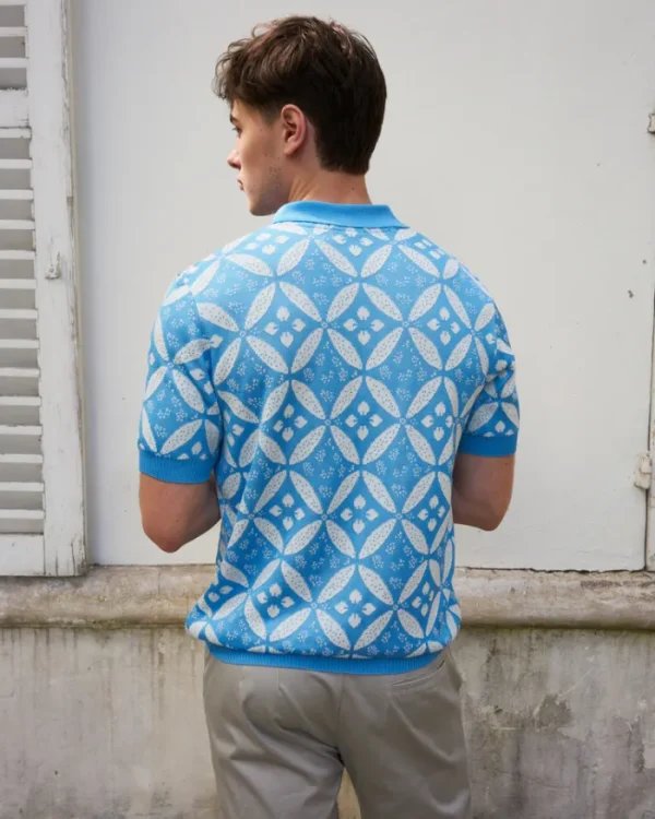 Erotokritos Knitwear | Tops & Shirts*Elliot-Flower Knit Polo-Blue/White