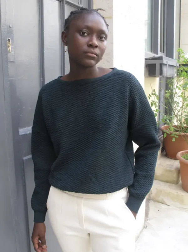 Erotokritos Knitwear | Tops & Shirts*Fay Relaxed shape textured sweater-night green