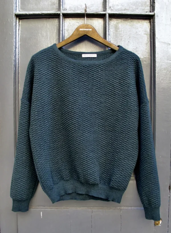 Erotokritos Knitwear | Tops & Shirts*Fay Relaxed shape textured sweater-night green