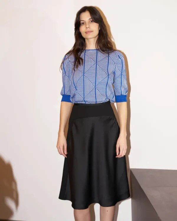 Erotokritos Bottoms*Frankie - Crepe Satin/Matte Crepe Knee Length Skirt