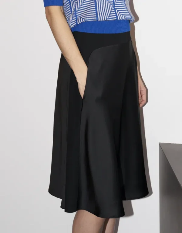 Erotokritos Bottoms*Frankie - Crepe Satin/Matte Crepe Knee Length Skirt
