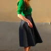Erotokritos Bottoms*Frankie denim chambray knee length skirt