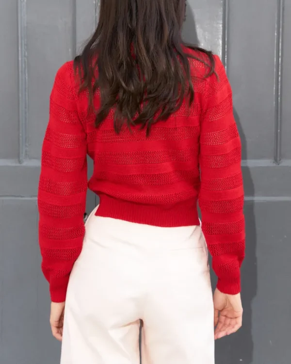 Erotokritos Knitwear | Tops & Shirts*Gemima-Cropped Textured Sweater-Red