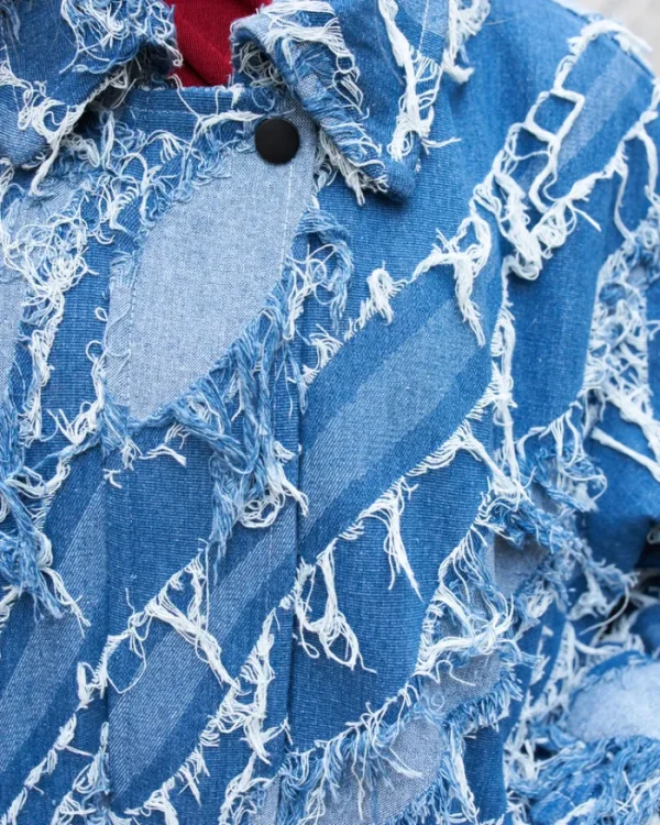 Erotokritos Coats & Jackets*Grayson - Fringed Blue Denim Jacket