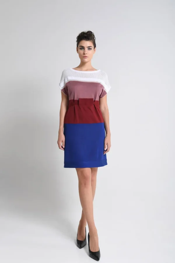 Erotokritos Knitwear | Dresses*Jany - Knitted Large Stripe Short Dress