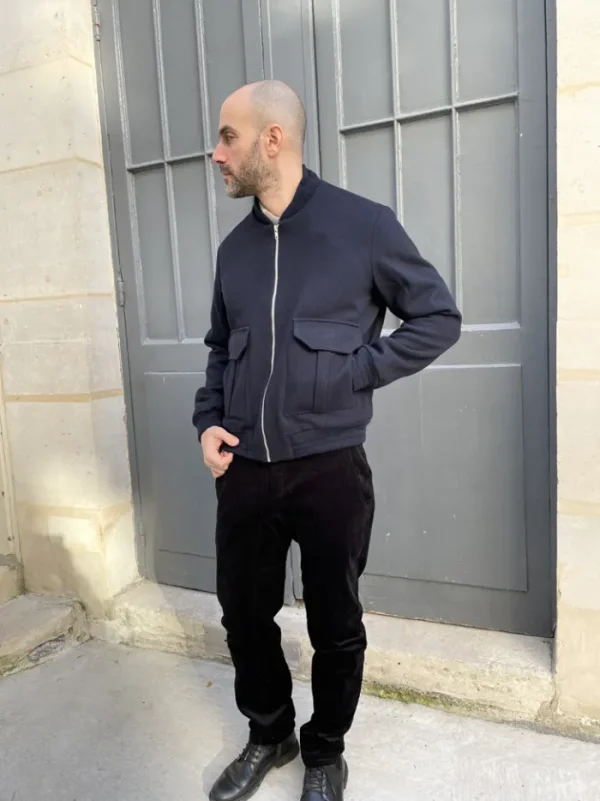 Erotokritos Coats & Jackets*Liam-Wool Bomber Jacket-Navy