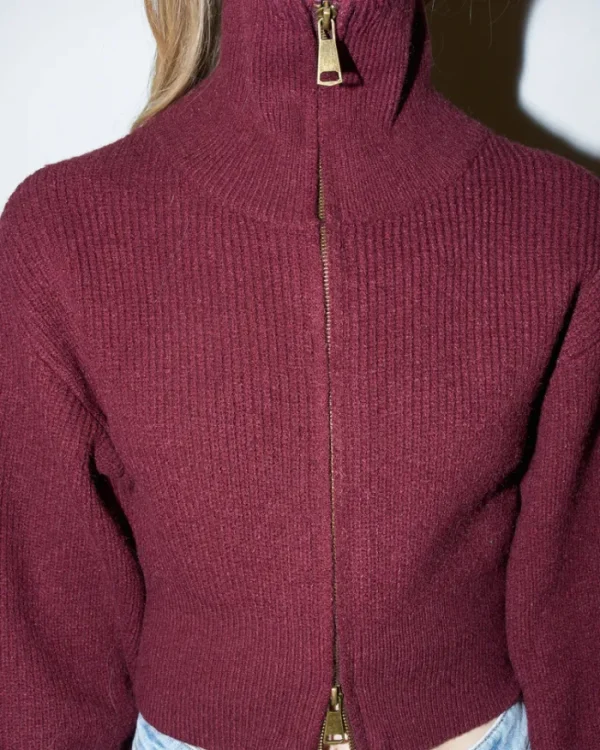 Erotokritos Knitwear | Coats & Jackets*Lupita - Crop high neck Cardigan - Burgundy