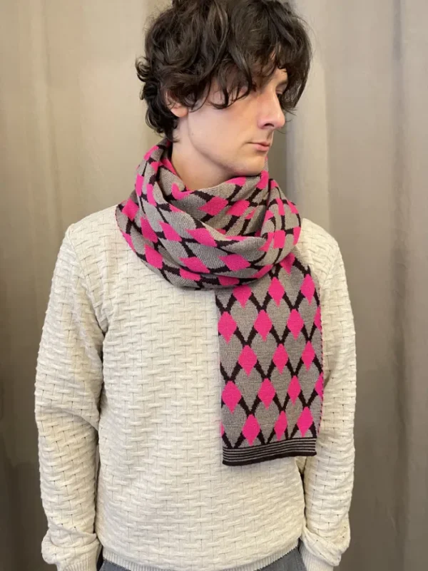 Erotokritos Scarves | Knitwear*Mirri - Knitted Jacquard Scarf- Pink