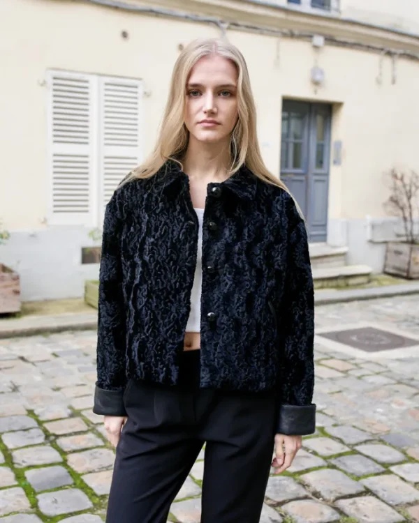 Erotokritos Coats & Jackets*Moira - Crop Faux Astrakhan Jacket