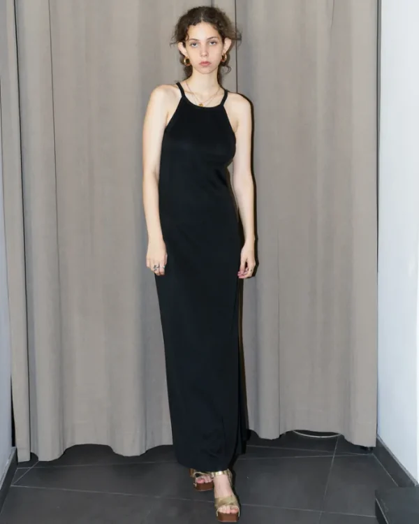 Erotokritos Knitwear | Dresses*Naffi-Knitted Long Dress with Back Cut Outs-Black