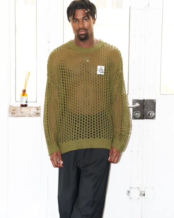 Erotokritos Knitwear | Tops & Shirts*Nasty Cat-Super Oversize Mesh Knit-Olive Green/Man