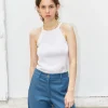 Erotokritos Knitwear | Tops & Shirts*Nathy-Knitted Tank Top with Back Cut Outs-Pearl