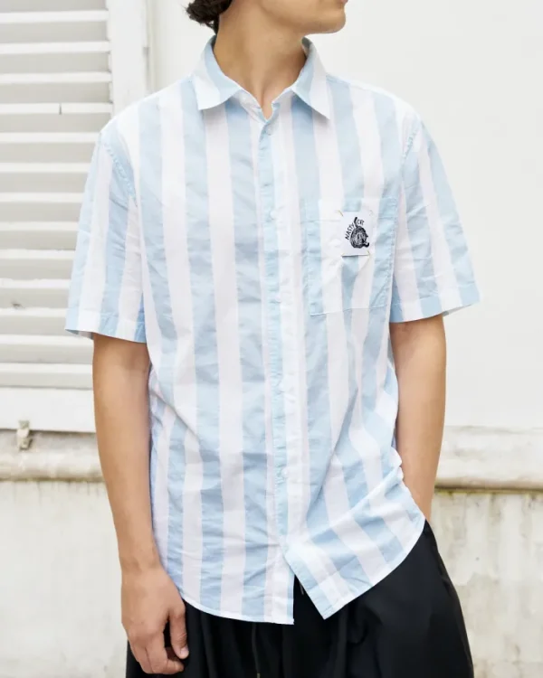 Erotokritos Tops & Shirts*NC Shirt SS-Stripe Cotton Voile Shirt