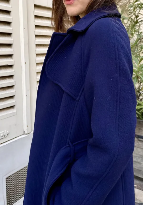 Erotokritos Coats & Jackets*Nyla - Night Blue Wool Belted Coat