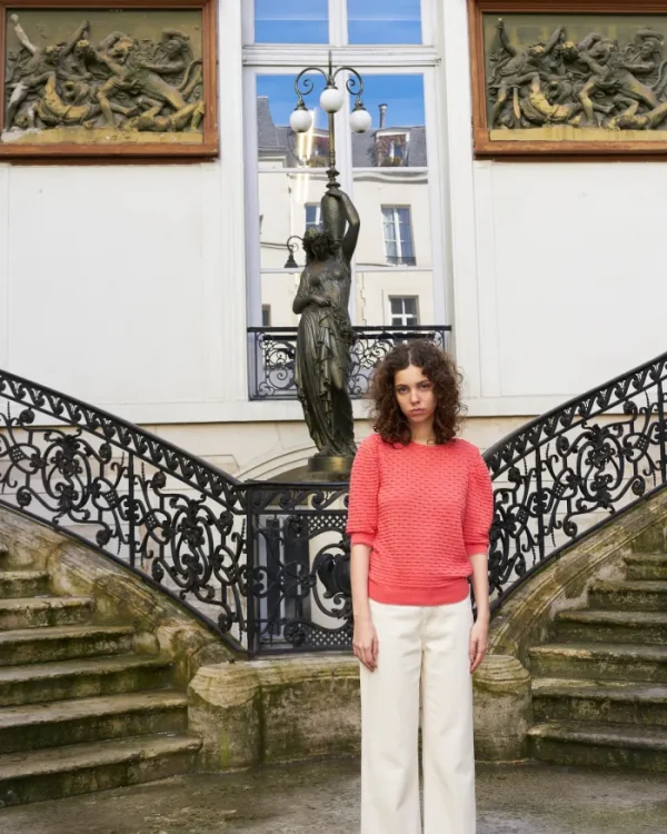 Erotokritos Knitwear | Tops & Shirts*Phiphie-Puff Sleeve Textured Sweater-Coral