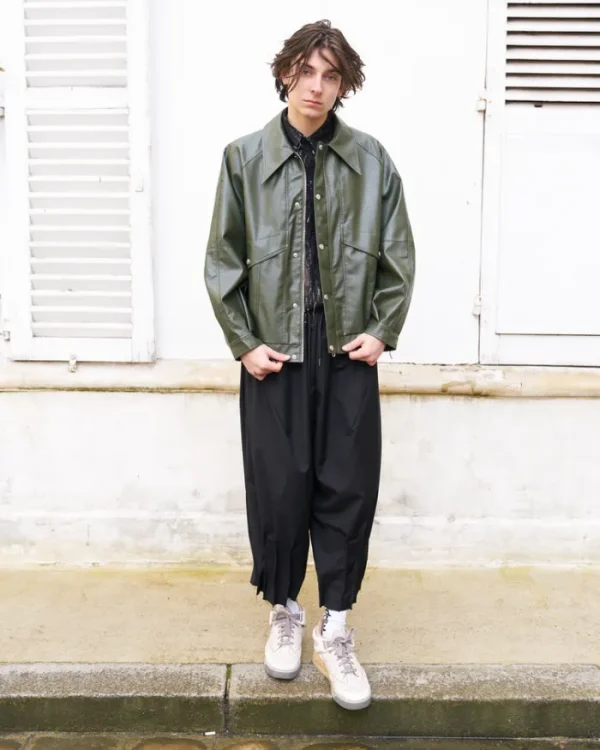Erotokritos Coats & Jackets*Ramon - Oversized Vegan Leather Retro Jacket - Olive - M