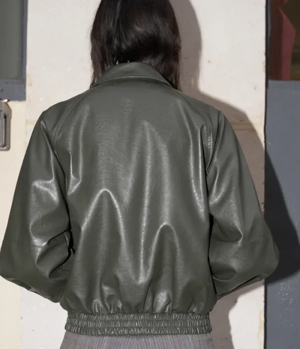Erotokritos Coats & Jackets*Ramon - Oversized Vegan Leather Retro Jacket - Olive