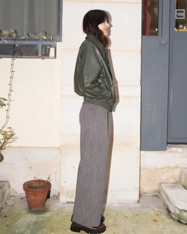 Erotokritos Coats & Jackets*Ramon - Oversized Vegan Leather Retro Jacket - Olive