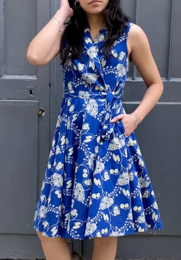 Erotokritos Dresses*Reyna - Circle Wrap Dress - Floral Blue