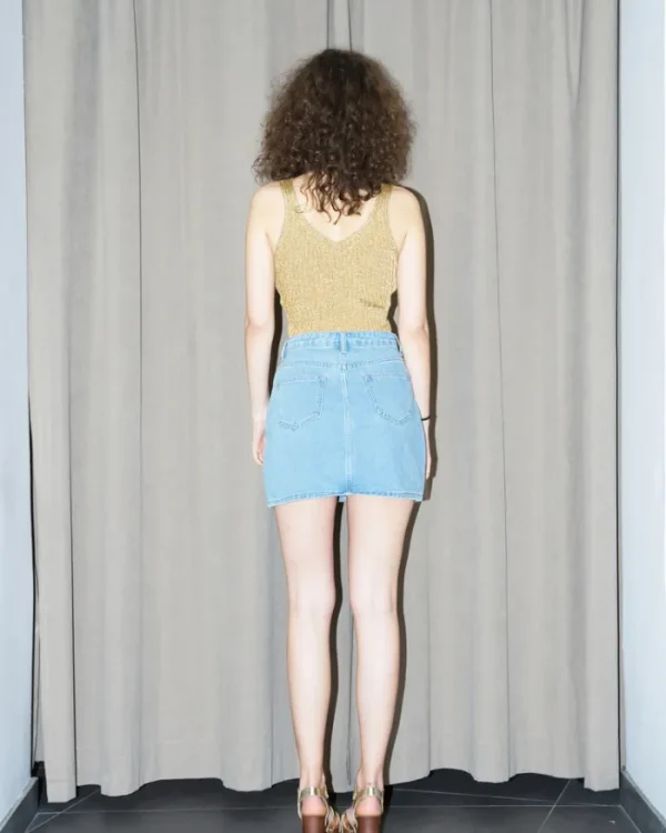Erotokritos Bottoms*Rita-Patch Work Panel-Denim Mini Skirt