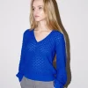 Erotokritos Knitwear | Tops & Shirts*Skippy - Texture Lace Knit light Sweater - Royal Blue