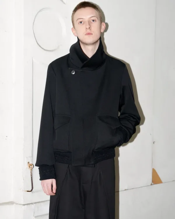 Erotokritos Coats & Jackets*Sylvio M - High Neck Wool Jacket - Black