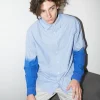Erotokritos Tops & Shirts*Trevor - Oversized Stripe Shirt With Deep Dyed Sleeves