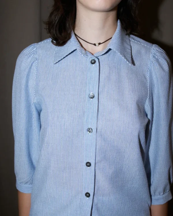 Erotokritos Tops & Shirts*Trixie - Stripe Seersucker Shirt With Puffy Sleeves