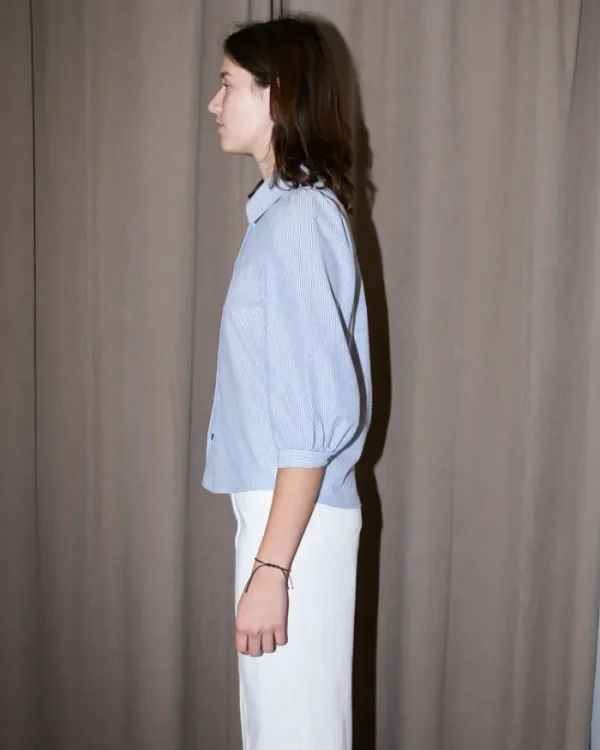 Erotokritos Tops & Shirts*Trixie - Stripe Seersucker Shirt With Puffy Sleeves
