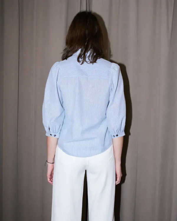 Erotokritos Tops & Shirts*Trixie - Stripe Seersucker Shirt With Puffy Sleeves