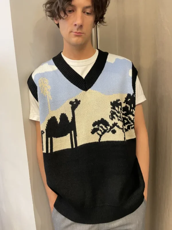 Erotokritos Knitwear | Tops & Shirts*Tupper - Oversized Knit Vest with Landscape Jacquard