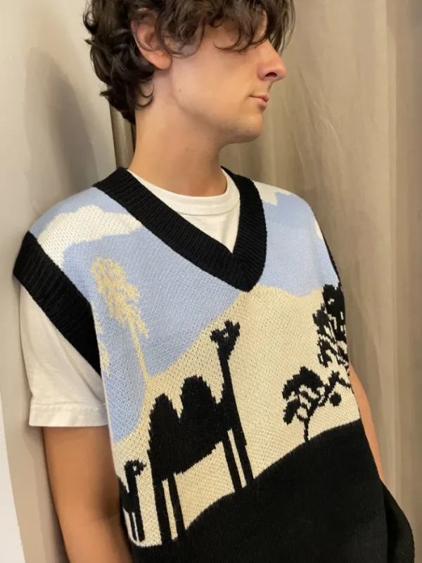 Erotokritos Knitwear | Tops & Shirts*Tupper - Oversized Knit Vest with Landscape Jacquard