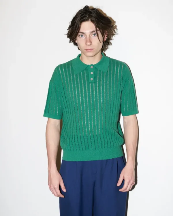 Erotokritos Tops & Shirts | Knitwear*Wesley - Crepe Knit Polo Shirt - Green