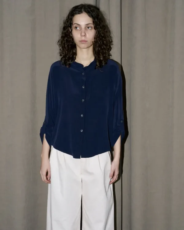 Erotokritos Tops & Shirts*Whitney - Silk Shirt - Navy