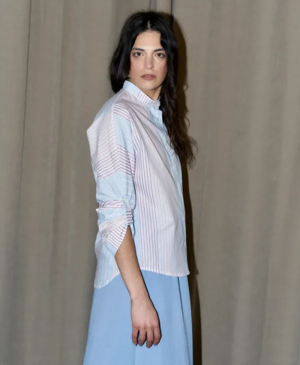 Erotokritos Tops & Shirts*Whitney Stripe Shirt - Light Blue/Red