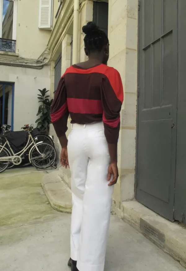 Erotokritos Bottoms*Ziah Sailor leg Pants-white/black