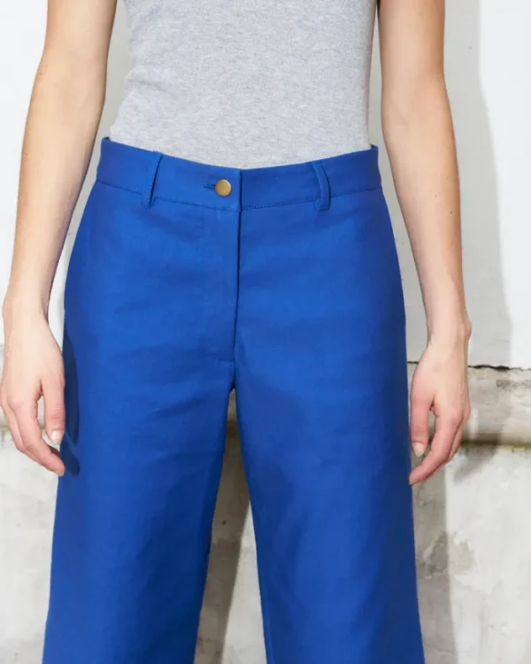 Erotokritos Bottoms*Ziha-Wide Leg Canvas Pants-Royal Blue